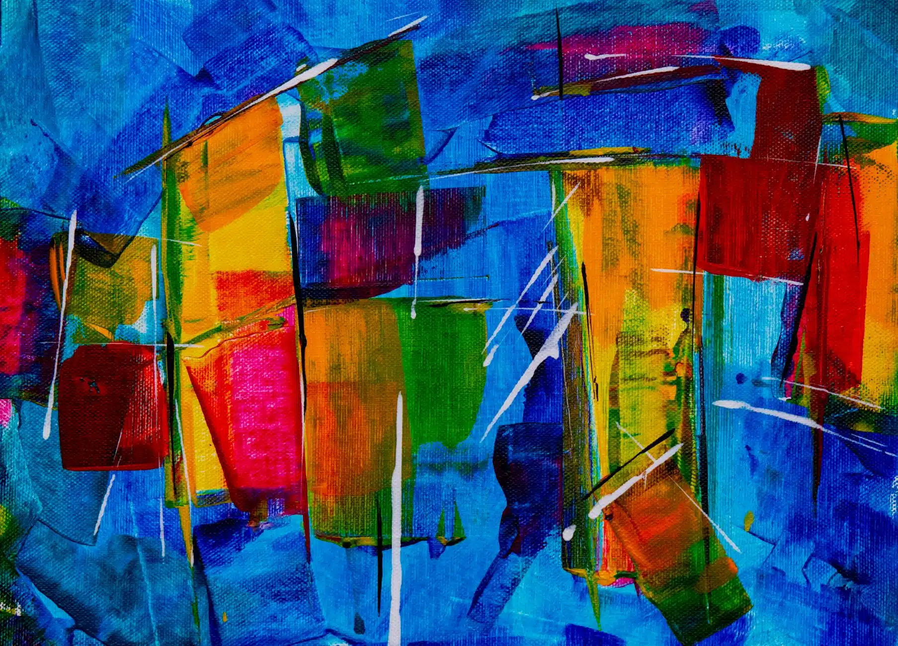 green blue and red abstract painting